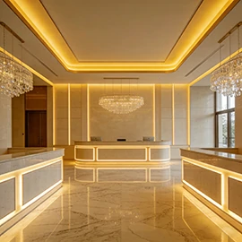 Hospitality corridor and lobby linear lighting