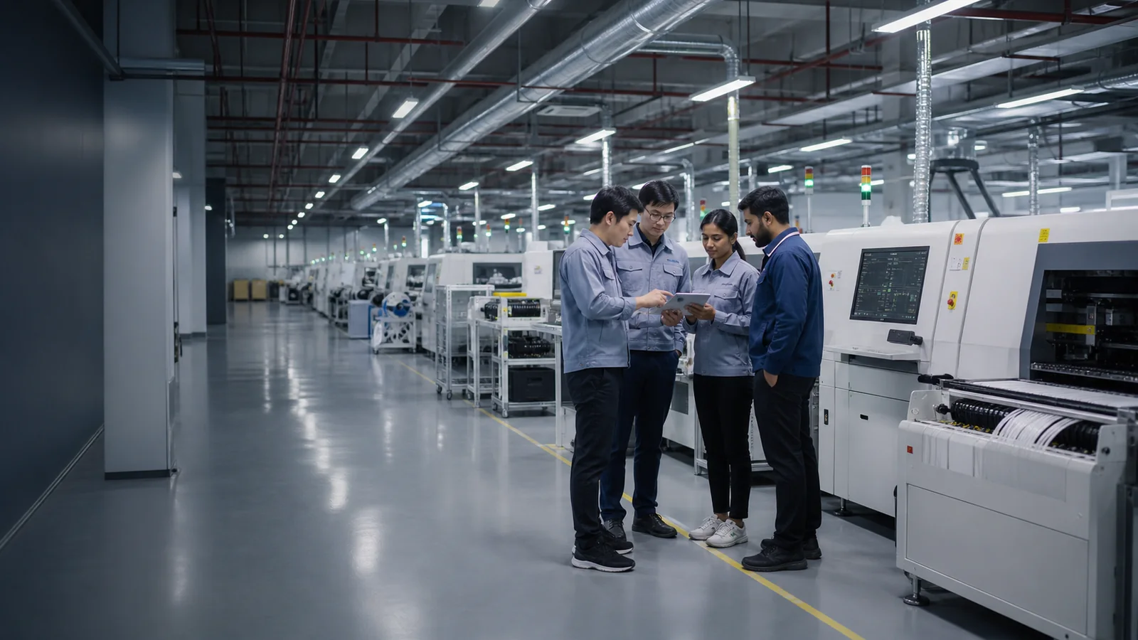 LED strip factory production team and automated SMT equipment