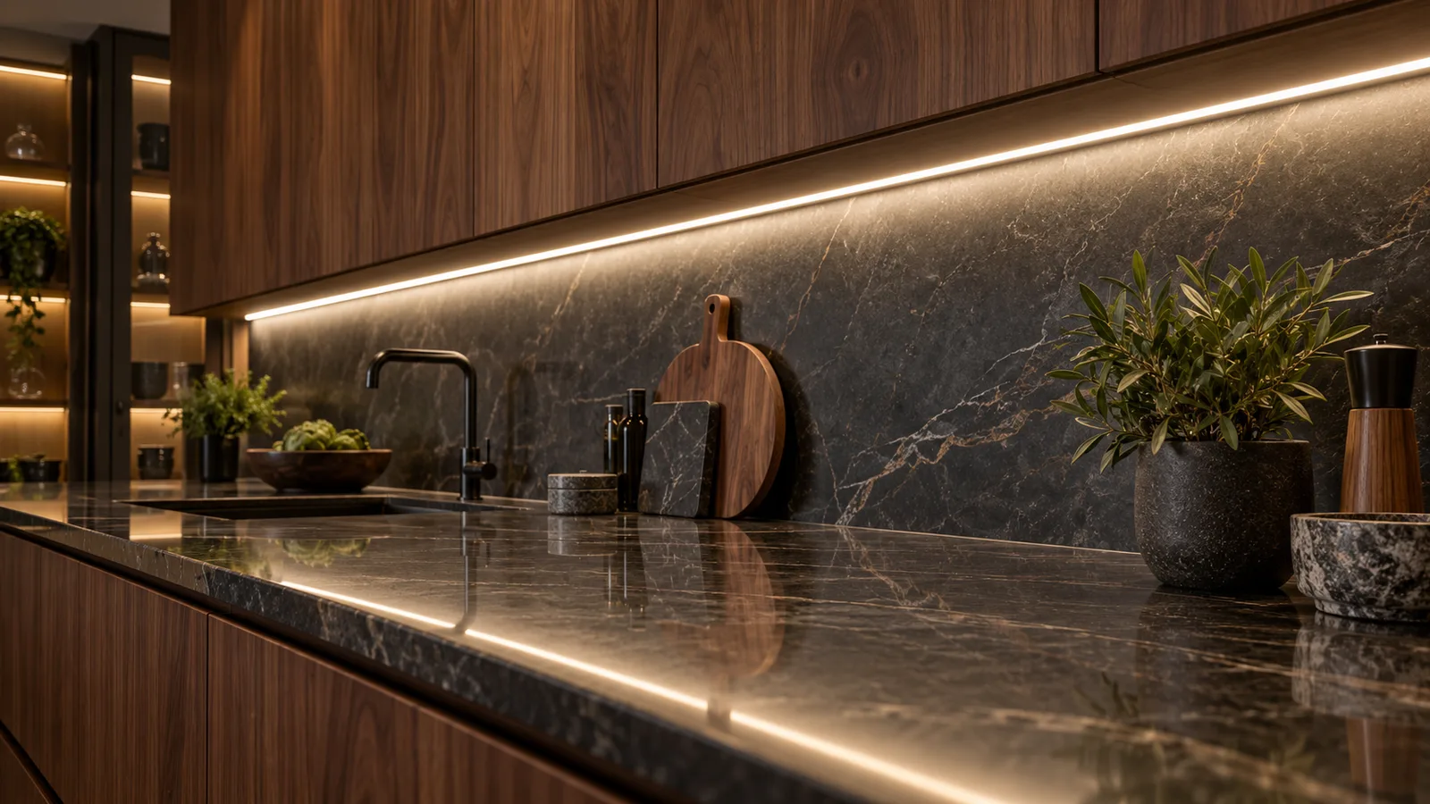 Why Does an LED Strip Reflect in a Glossy Countertop?