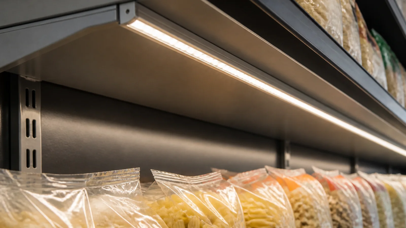 Retail shelf lighting with concealed LED strip
